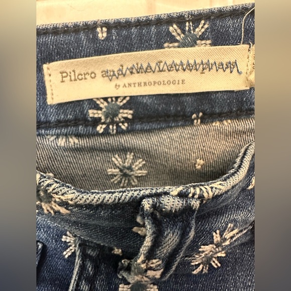 Pilcro Anthropologie Embroidered High-Rise Bootcut Denim Jeans Size 27 - Picture 4 of 7